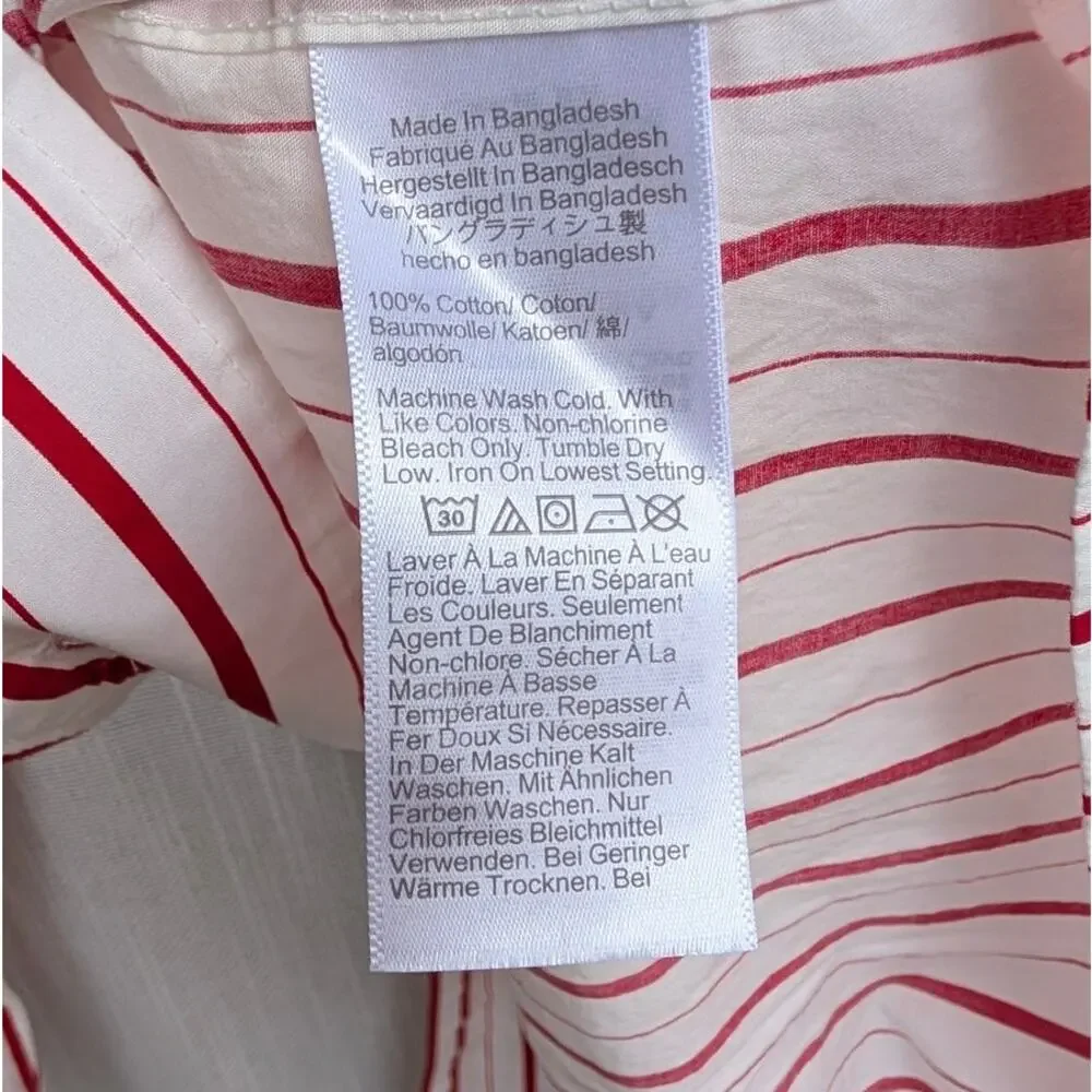 MENS Medium J. Crew Red and White Striped Cotton Pajama Set
